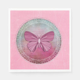 Elegant Butterfly Pink Party Napkins Serviette
