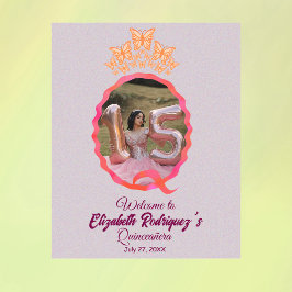 Elegant Butterfly Princess Tiara Crown Quinceanera Wandteppich