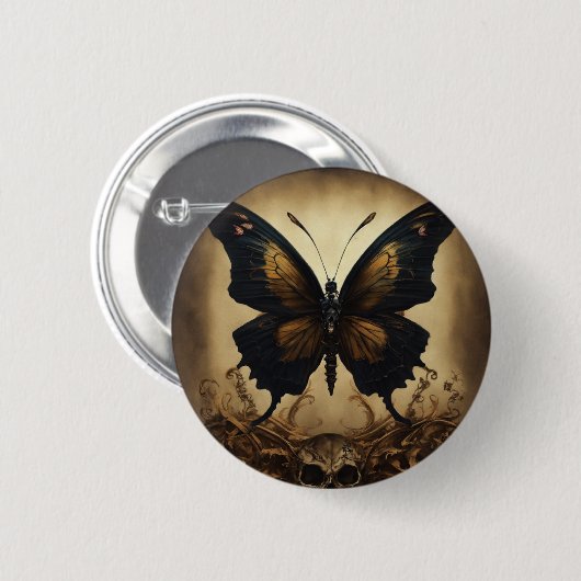 Elegant Butterfly Print Stilvolle Round Button (Vorne & Hinten)