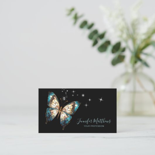 Elegant Butterfly Script Visitenkarte (Stehend Vorderseite)