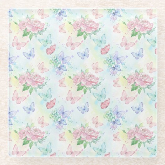 Elegant Butterfly Seamless Print Glasuntersetzer (Vorderseite)