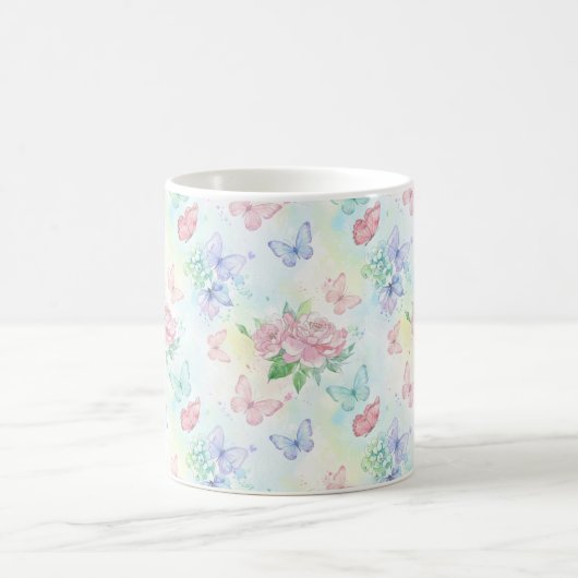 Elegant Butterfly Seamless Print Kaffeetasse (Mittel)