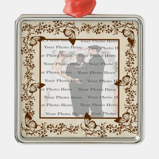 Elegant Butterfly Square Silver Ornament (Vorne)