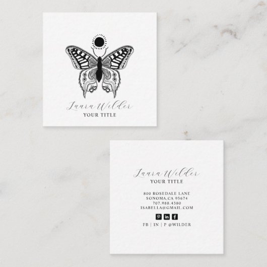 Elegant Butterfly Sun Telefonnummerkarte (Vorne/Hinten)