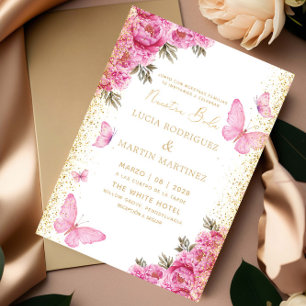 Elegant Butterfly und Floral Nuestra Boda Einladung