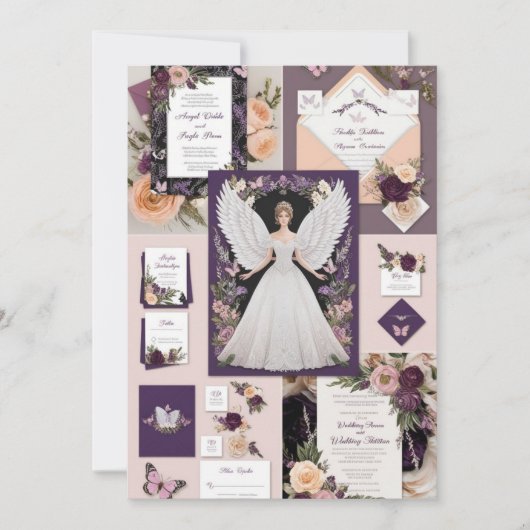 Elegant Butterfly Wedding Einladung | BlumenPurp (Vorderseite)