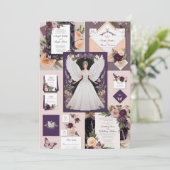 Elegant Butterfly Wedding Einladung | BlumenPurp (Stehend Vorderseite)