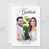 Elegant Butterfly Wedding Foto Danke Karte (Vorderseite)