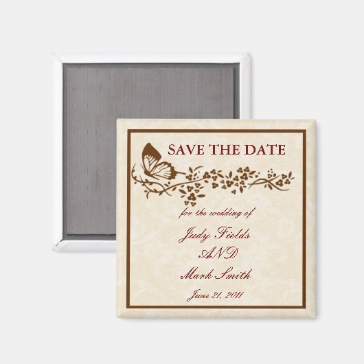 Elegant Butterfly Wedding Save the Date Magnet (Vorderseite/Rückseite)