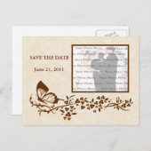 Elegant Butterfly Wedding Save the Date Postcard Ankündigungspostkarte (Vorne/Hinten)