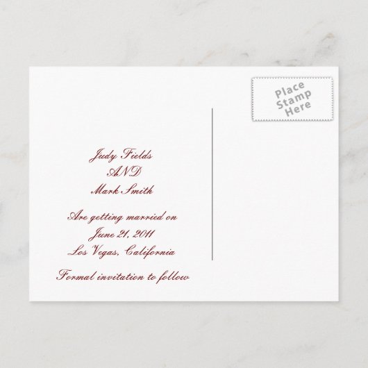 Elegant Butterfly Wedding Save the Date Postcard Ankündigungspostkarte (Rückseite)