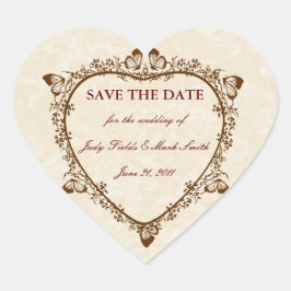 Elegant Butterfly Wedding speichert die Date-Stick Herz-Aufkleber