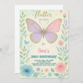 Elegant Butterfly zum Geburtstag Einladung (Vorne/Hinten)