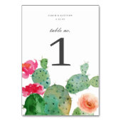 Elegant Cactus Garden | Hochzeit Tischnummer (Vorderseite)