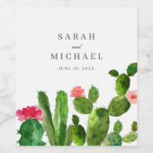 Elegant Cactus Garden | Hochzeit Weinetikett (Einzelnes Label)