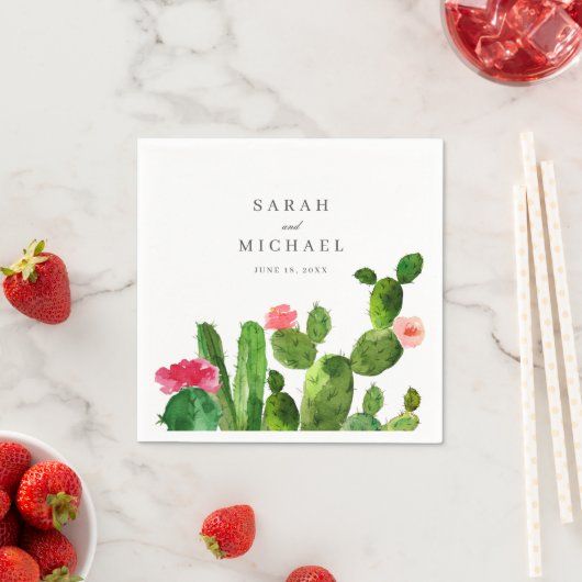 Elegant Cactus Garden | Hochzeitsempfang Serviette (Beispiel)