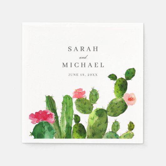 Elegant Cactus Garden | Hochzeitsempfang Serviette (Vorderseite)