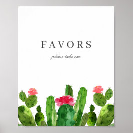 Elegant Cactus Garden Wedding Favors Table Sign Poster