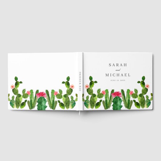 Elegant Cactus Garden Wedding Reception Gästebuch (Voll)