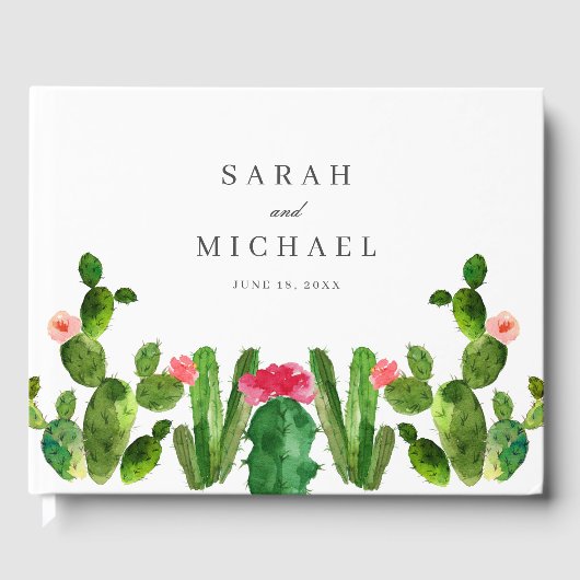 Elegant Cactus Garden Wedding Reception Gästebuch (Vorderseite)