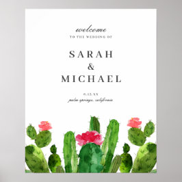 Elegant Cactus Garden Wedding Welcome Sign Poster
