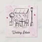 Elegant Café Sketch Illustration Wedding Details Begleitkarte (Rückseite)