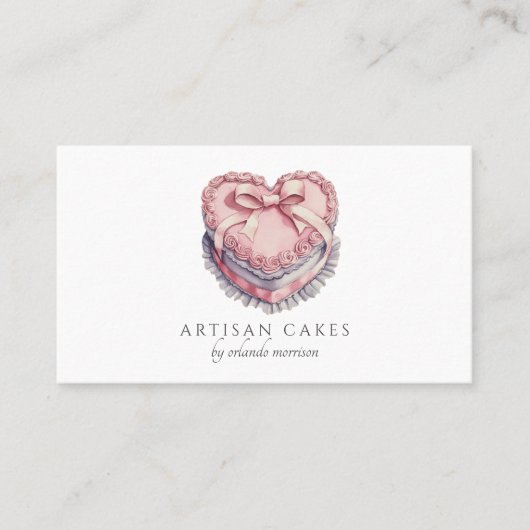 Elegant Cake Bakery Heart Cake Visitenkarte (Vorderseite)