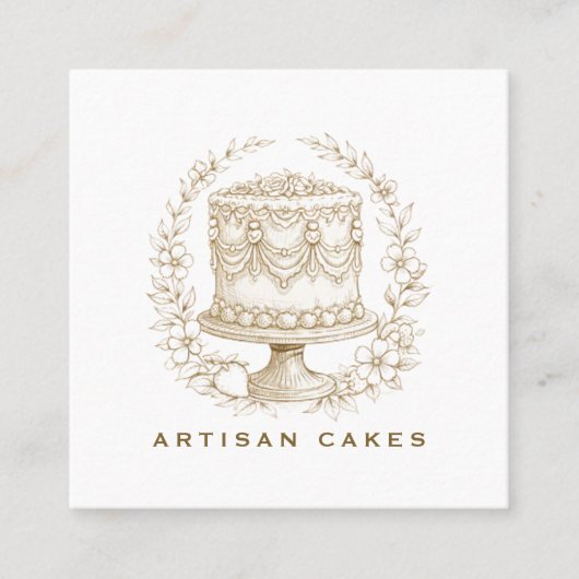 Elegant  Cake Bakery Logo Quadratische Visitenkarte (Vorderseite)