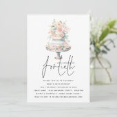 Elegant Cake Dusty Pink Peach Script 40. Geburtsta Einladung (Stehend Vorderseite)