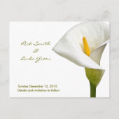 Elegant Cala Lily - Save the Date weiß Ankündigungspostkarte (Vorderseite)
