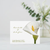 Elegant Cala Lily - Save the Date weiß Ankündigungspostkarte (Stehend Vorderseite)