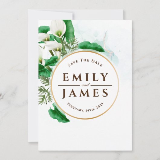 Elegant Cala Lily Wedding Einladung (Rückseite)