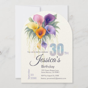 Elegant Calla Lily 30. Geburtstag Meilenstein Einladung