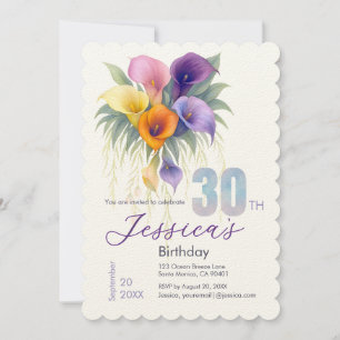 Elegant Calla Lily 30. Geburtstag Meilenstein Einladung
