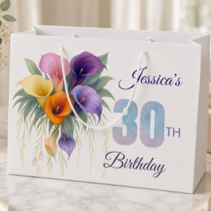 Elegant Calla Lily 30. Geburtstag Meilenstein Große Geschenktüte