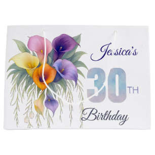 Elegant Calla Lily 30. Geburtstag Meilenstein Große Geschenktüte