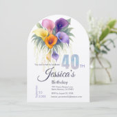 Elegant Calla Lily 40. Geburtstag Meilenstein Einladung (Stehend Vorderseite)