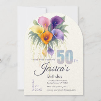 Elegant Calla Lily 50. Geburtstag Meilenstein Einladung