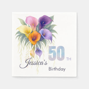 Elegant Calla Lily 50. Geburtstag Meilenstein Serviette