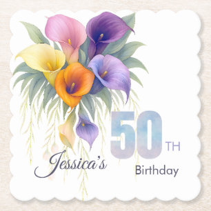 Elegant Calla Lily 50. Geburtstag Meilenstein Untersetzer