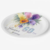 Elegant Calla Lily 60. Geburtstag Meilenstein Pappteller (Schrägansicht)