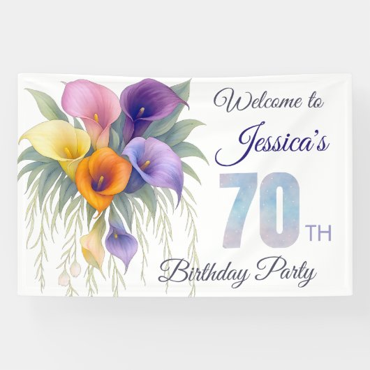 Elegant Calla Lily 70. Geburtstag Meilenstein Banner (Horizontal)
