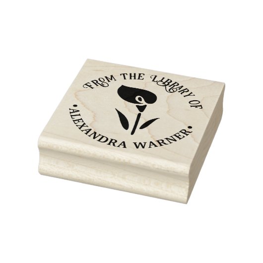 Elegant Calla Lily Silhouette Library Name Gummistempel (Stempel)