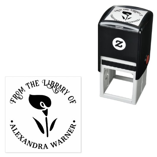 Elegant Calla Lily Silhouette Library Name Permastempel (Beispiel)