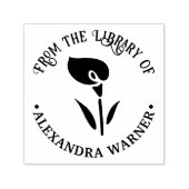 Elegant Calla Lily Silhouette Library Name Permastempel (Design)
