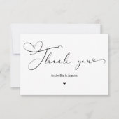 Elegant Calligraph Simple Heart Wedding  Dankeskarte (Vorderseite)