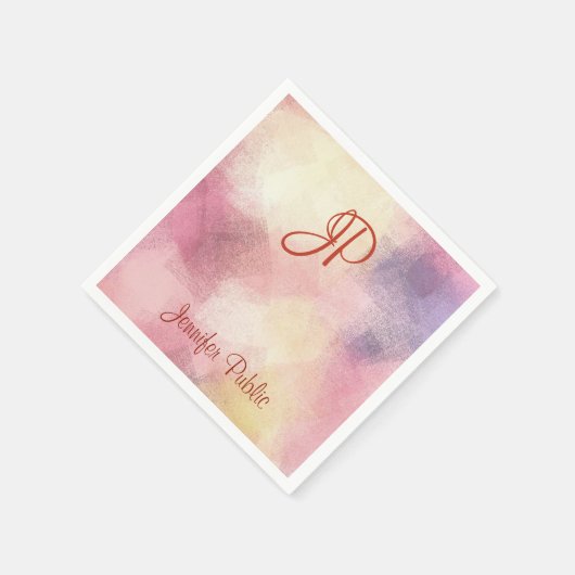Elegant Calligraphed Monogram Moderne Abstrakte Ku Serviette (Ecke)