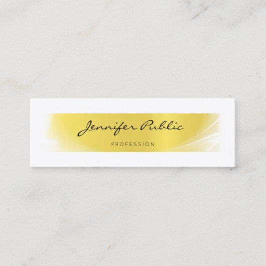 Elegant Calligraphed Trendy Gold Beruflich Luxe Mini Visitenkarte (Vorderseite)