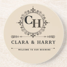 Elegant calligraphic initials monogram wedding getränkeuntersetzer