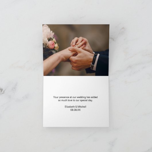 Elegant Calligraphy 2 Foto Hochzeit danke Karte (Innenseite)